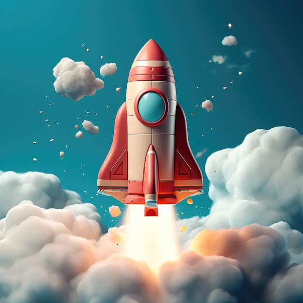 Free photo view of 3d space rocket model