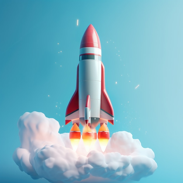 Free photo view of 3d space rocket model