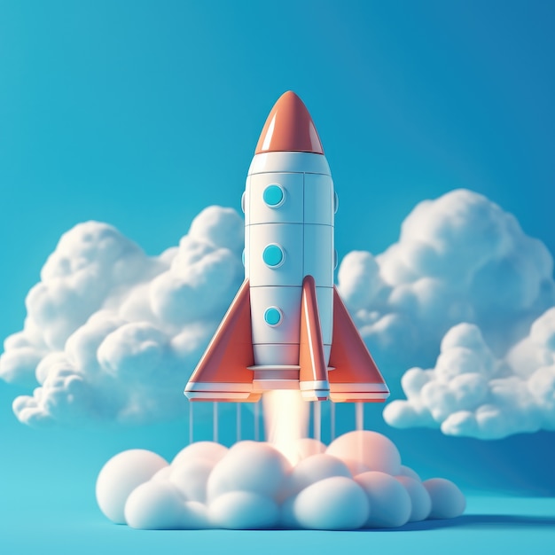 Free photo view of 3d space rocket model