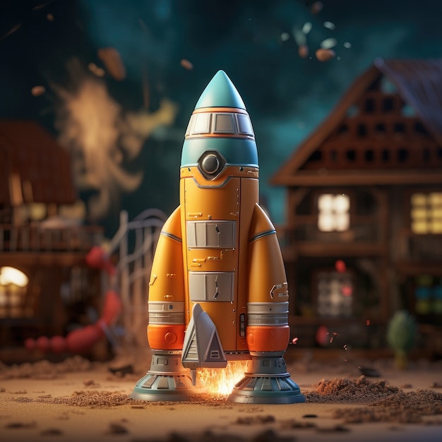 Free photo view of 3d space rocket model