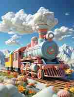 Free photo view of 3d steam engine train