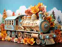 Free photo view of 3d steam engine train