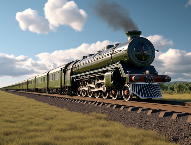 Free photo view of 3d steam engine train