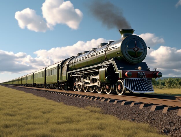 3 d の蒸気機関車のビュー