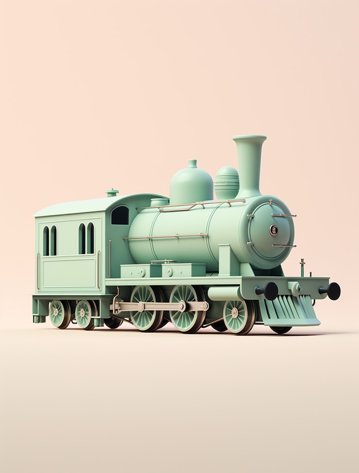 मुफ़्त फोटो view of 3d steam engine train