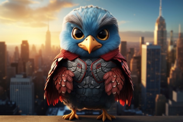 View of 3d superhero bird