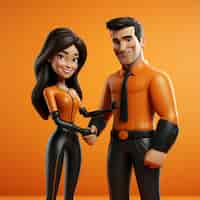 Free photo view of 3d superhero couple