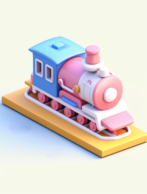 Free photo view of 3d toy-like train model