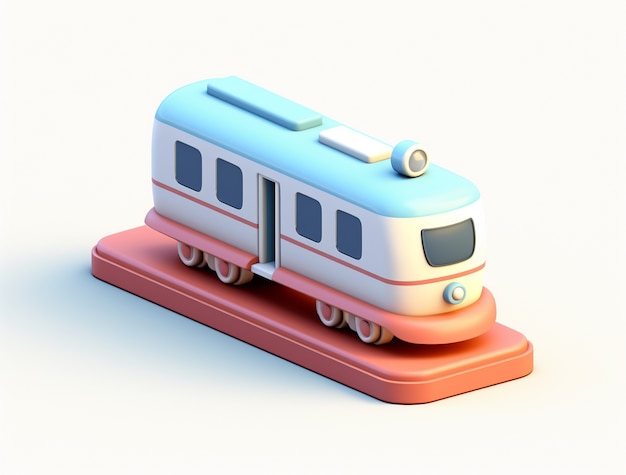 Foto gratuita vista del modello di treno simile a un giocattolo 3d