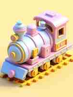 Free photo view of 3d toy-like train model