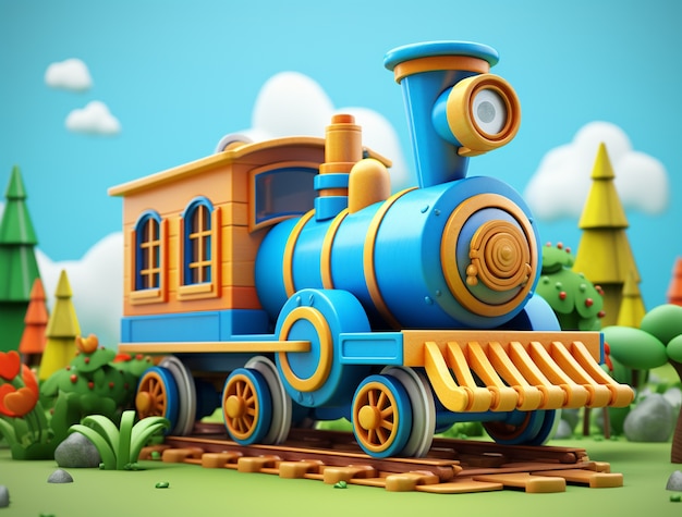3D おもちゃのような鉄道モデルの表示