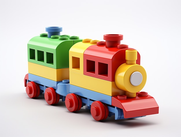 Foto gratuita vista del modello di treno simile a un giocattolo 3d