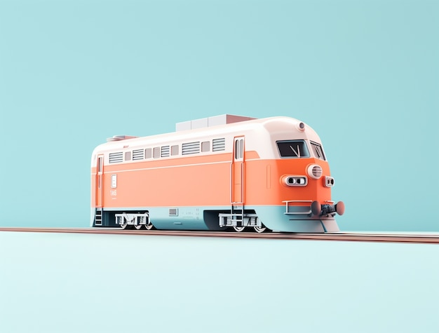 Foto gratuita vista del modello del treno 3d con sfondo semplice