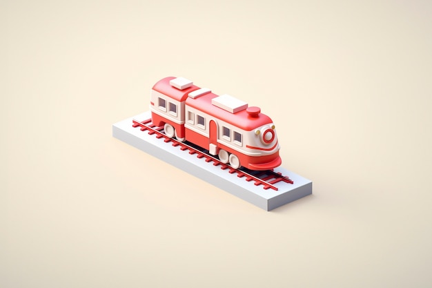 Foto gratuita visualizzazione di un modello di treno 3d con uno sfondo colorato semplice