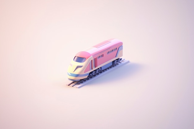 View of 3d train model with simple colored background