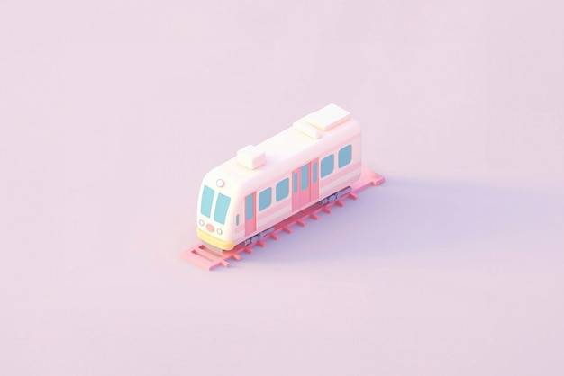 シンプルな色の背景を持つ3D列車モデルの表示