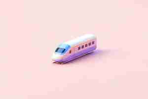 Free photo view of 3d train model with simple colored background