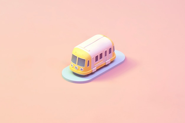 View of 3d train model with simple colored background