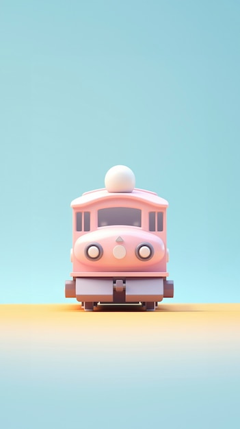 Free photo view of 3d train model with simple colored background