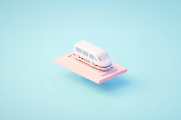 View of 3d train model with simple colored background