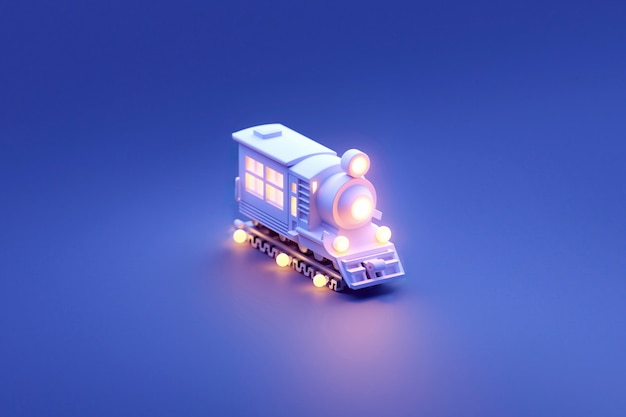 Free photo view of 3d train model with simple colored background