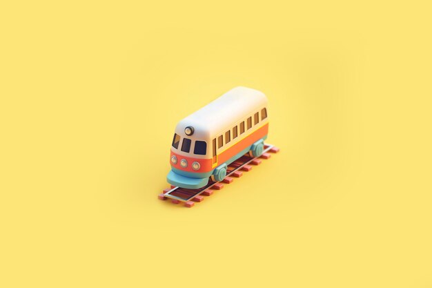 View of 3d train model with simple colored background