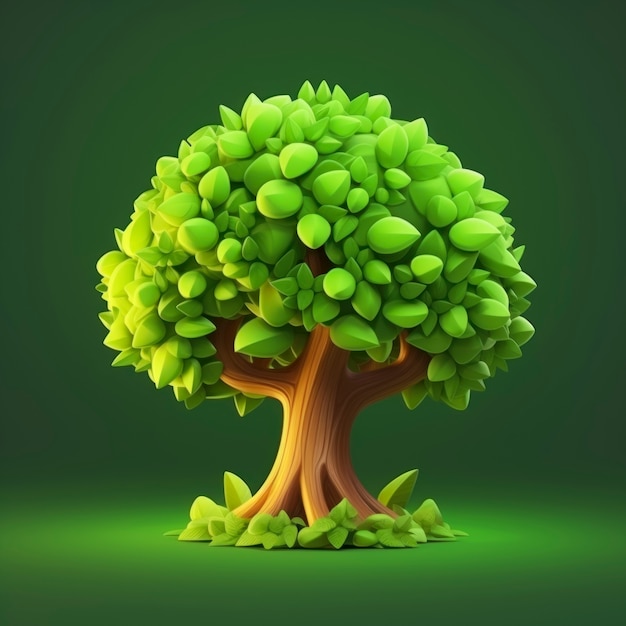 Foto gratuita vista dell'albero 3d con foglie astratte
