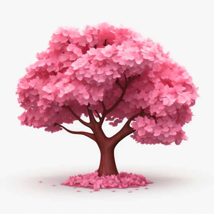 Free Photo view of 3d tree with beautiful branches and pink leaves