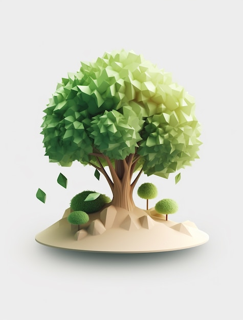 Free photo view of 3d tree with poly effect