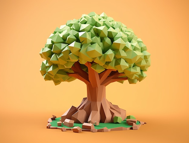 Foto gratuita visualizzazione di un albero 3d con effetto poli