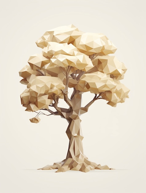 Free photo view of 3d tree with poly effect