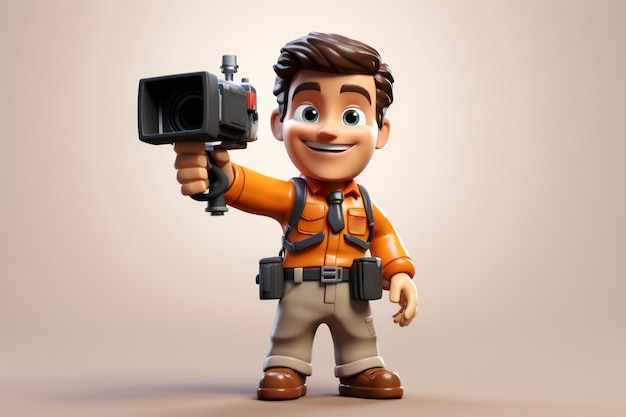 Free photo view of 3d videographer with camera