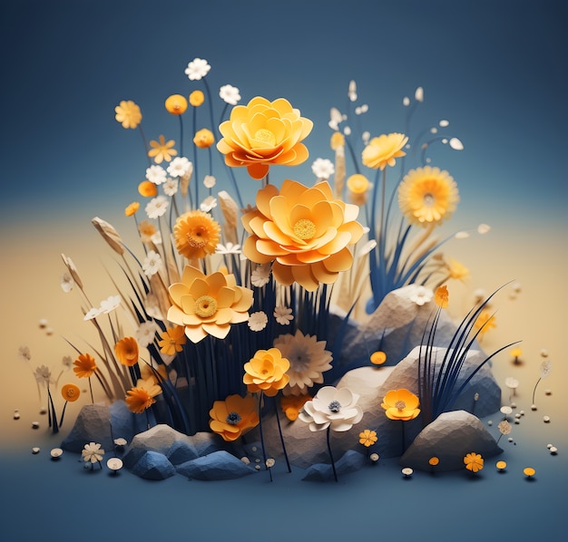 Free photo view of abstract 3d flower arrangement