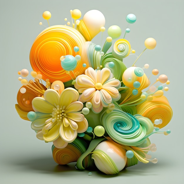 Free photo view of abstract 3d flower arrangement