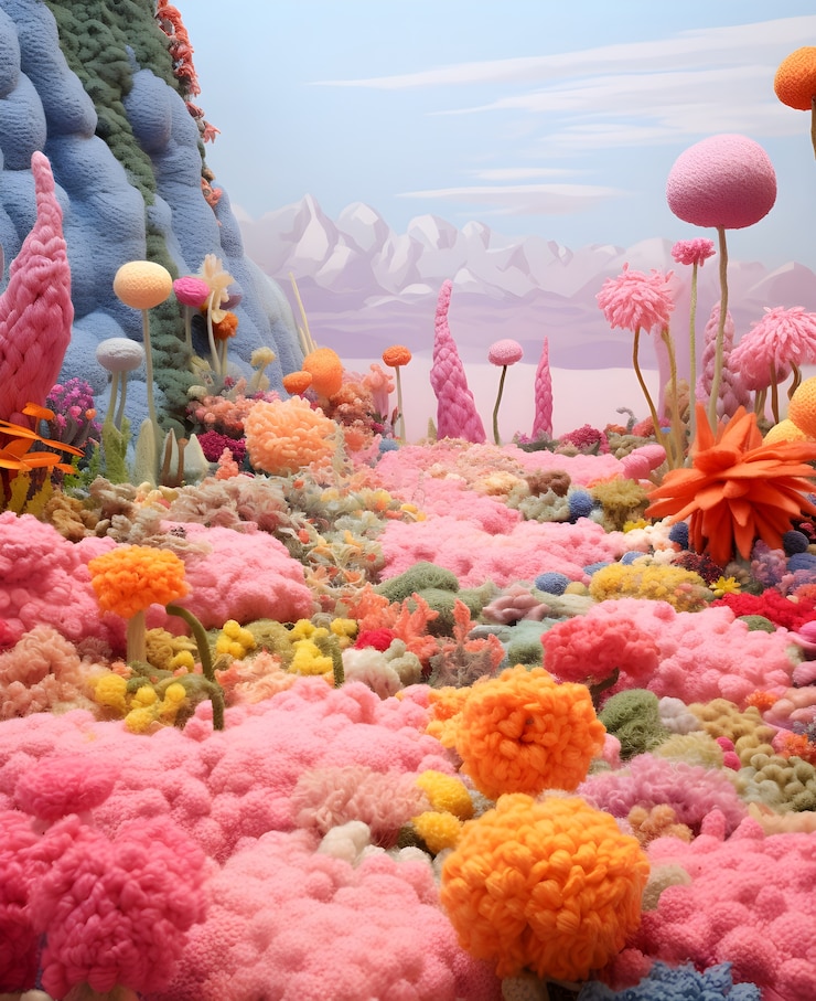 無料Photo 抽象的な 3 d 花の風景のビュー