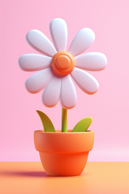 Vista del fiore astratto 3d in vaso