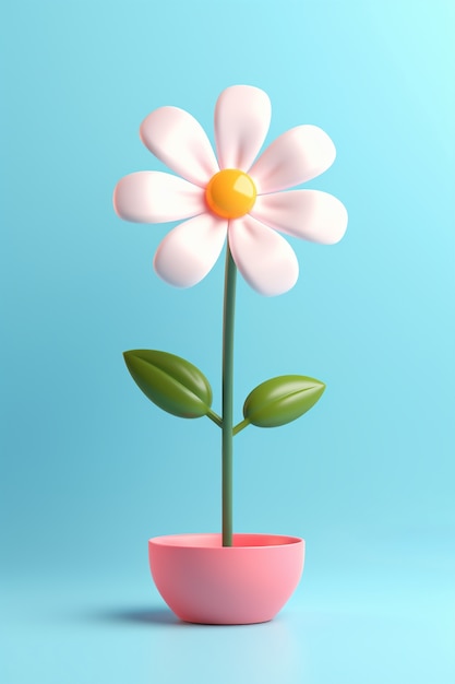 Вид абстрактного 3d цветка в горшке