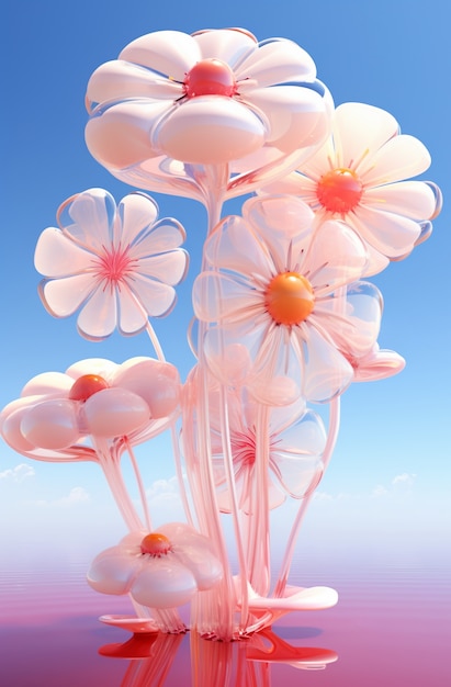 Free photo view of abstract 3d flowers