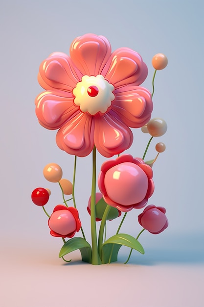 View of abstract 3d flowers