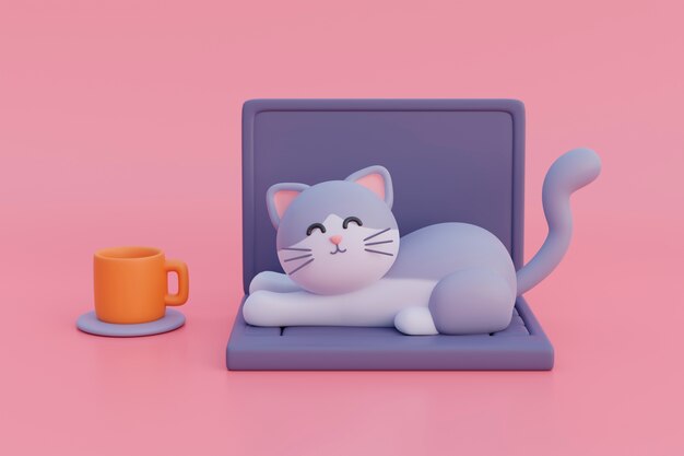 愛らしい 3 d 猫のビュー