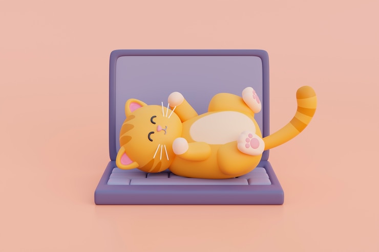 무료 Photo 사랑스러운 3d 고양이의 보기