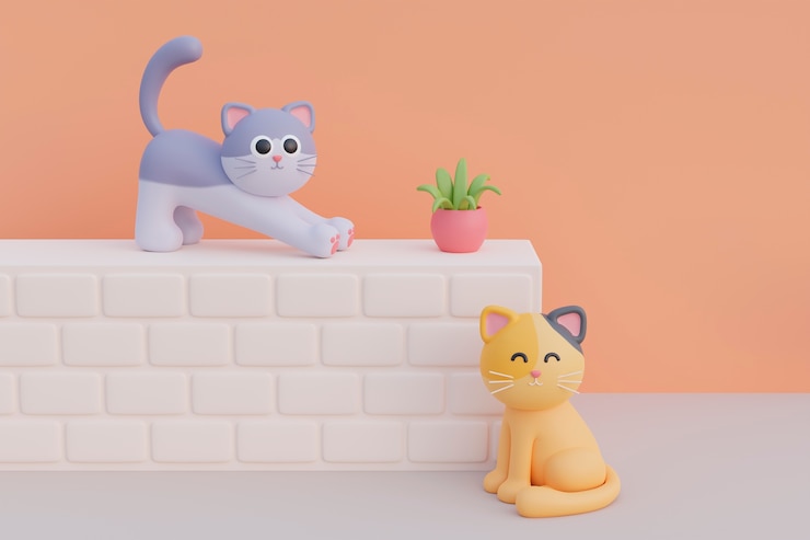 무료 Photo 사랑스러운 3d 고양이의 보기