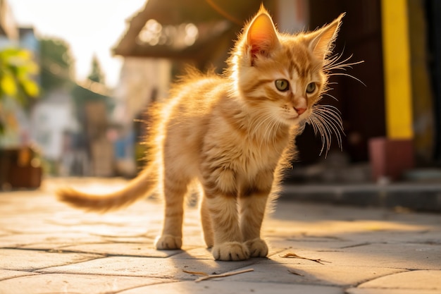 Foto gratuita la vista di un adorabile gattino all'aperto