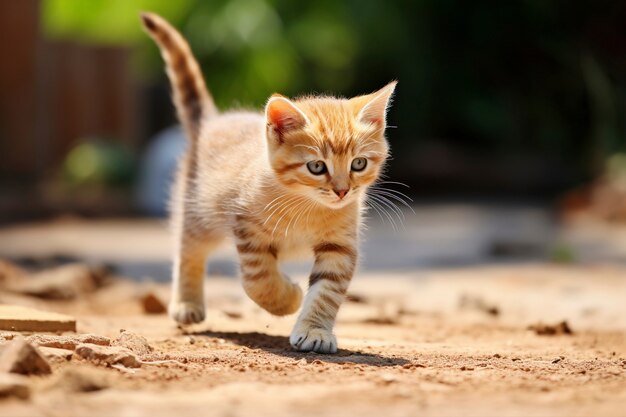 素敵な子猫が野外にいる様子