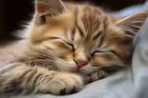 Foto gratuita la vista di un gattino adorabile che dorme