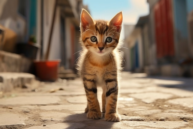 通りで可愛い子猫の景色