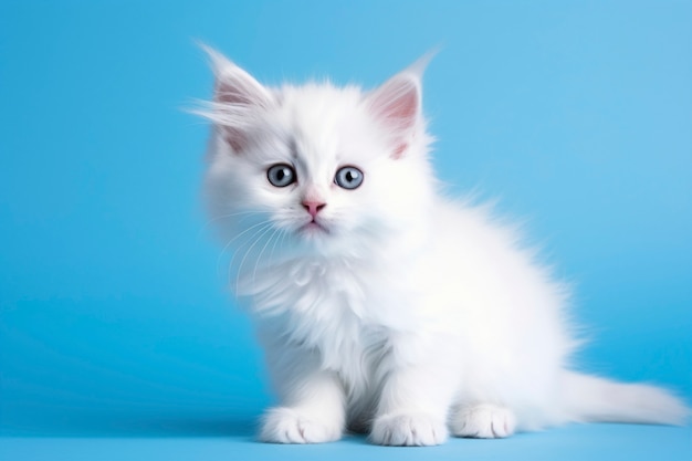 View of adorable kitten with simple background