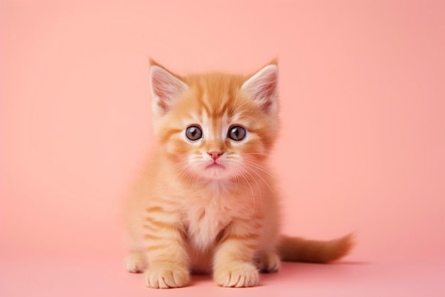 Free photo view of adorable kitten with simple background