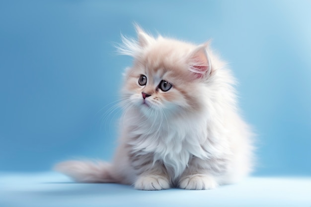 View of adorable kitten with simple background