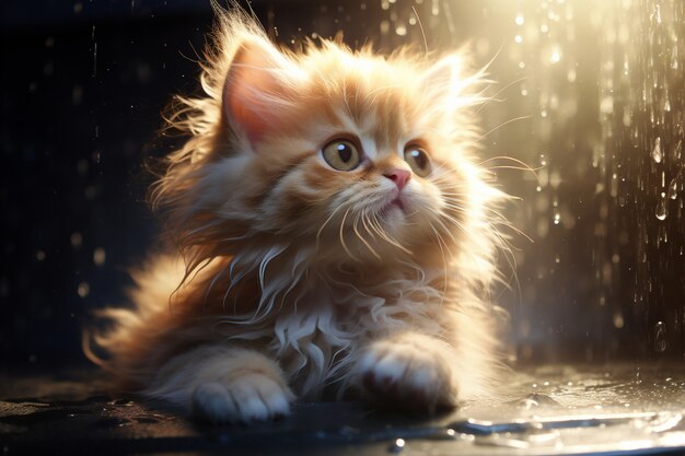 View of adorable looking kitten